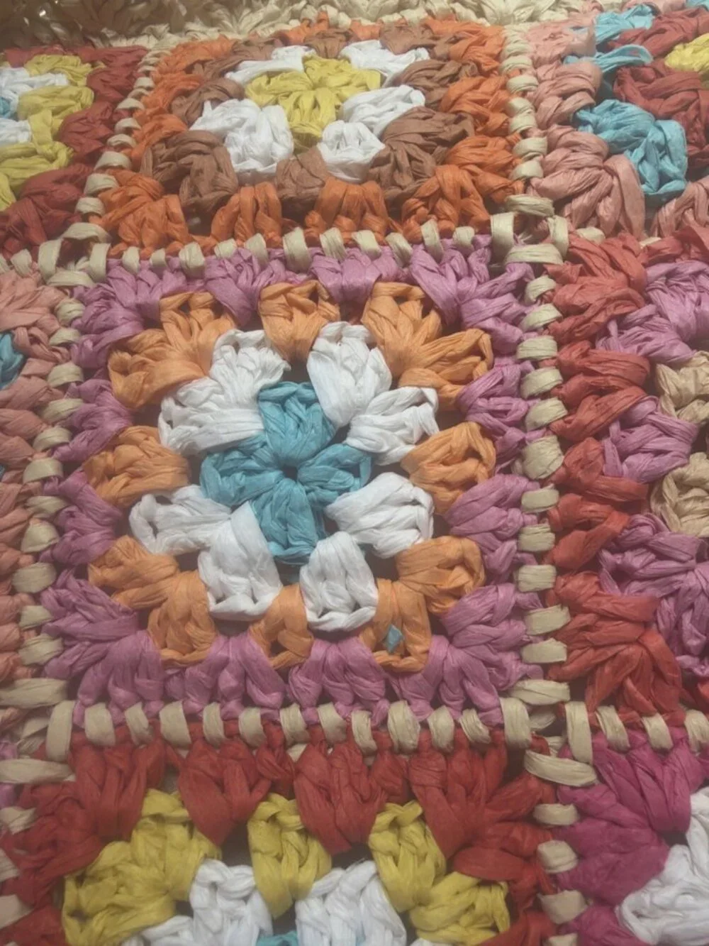 Handmade Crochet Straw Flower Boho Summer Beach Bag Floral Woven Light Raffia